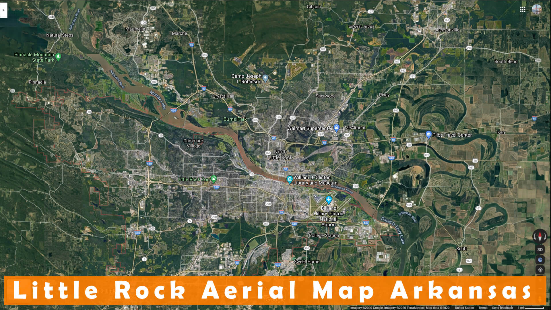 Little Rock Aerien Carte Arkansas